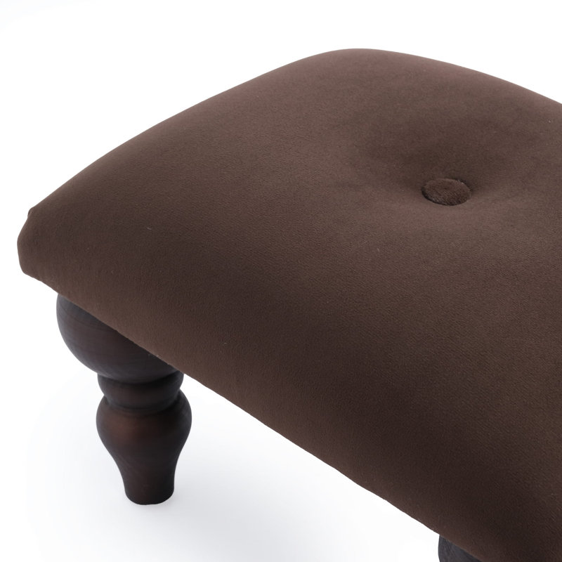 Cowell 38cm Wide Velvet Tufted Square Footstool Ottoman, Brown