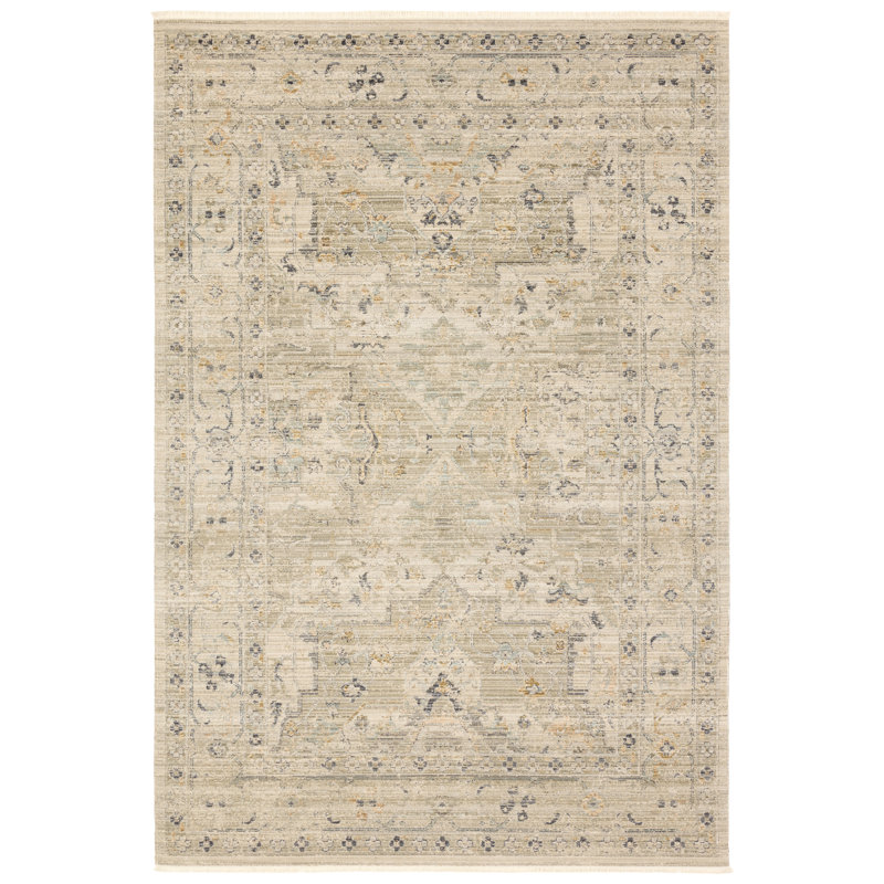 Tejal Hecate TEJ05 Indoor/Outdoor Medallion Ivory/Tan Area Rug (5'X7'10"), Rectangle 5' x 7'10"