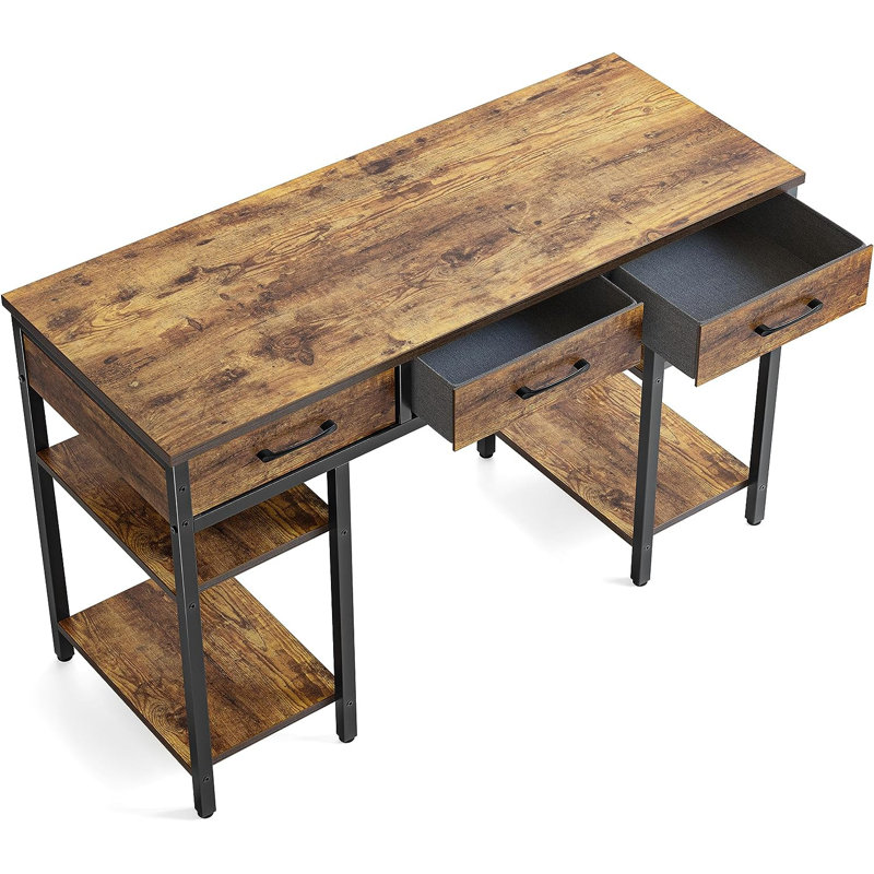Bureau d'écriture rectangulaire l 47,3 po Daisey, Brun rustique / noir