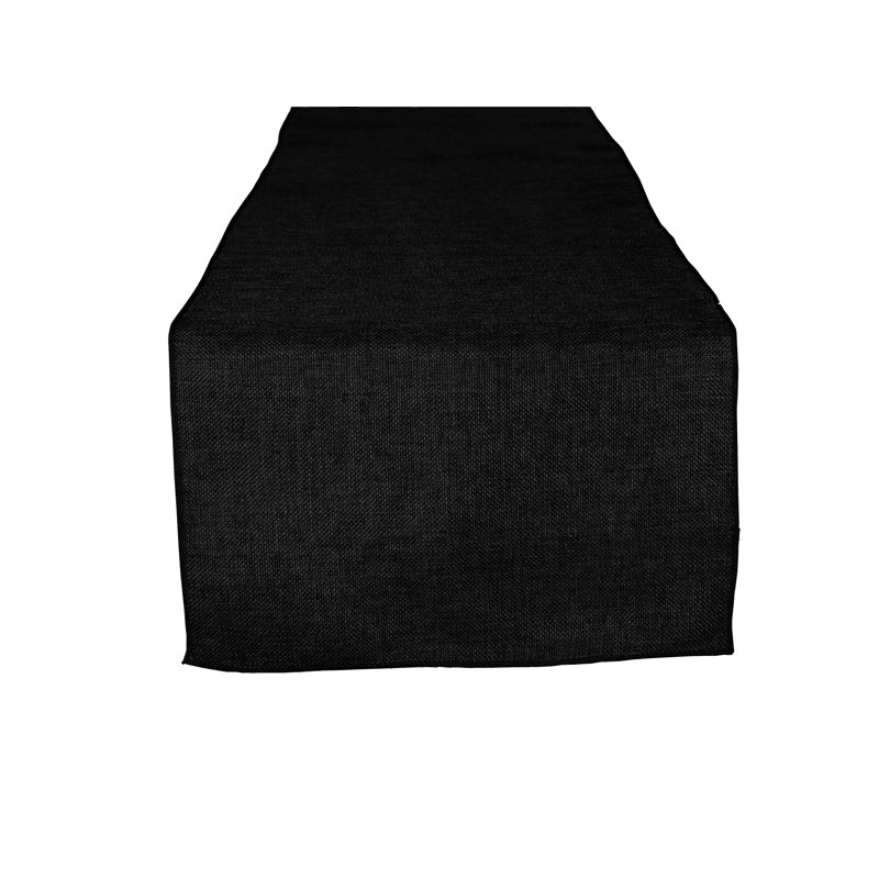 Iona-Lilly Solid Color Table Runner, 90" x 12", Black