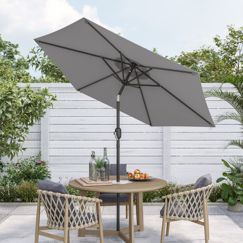 Parasol de marché 90 po avec parasol de table pour l'extérieur, Gris