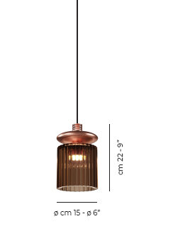 Tread 1 - Light LED Pendant, Burned Earth Transparent, Matte Copper, 3000 Kelvins