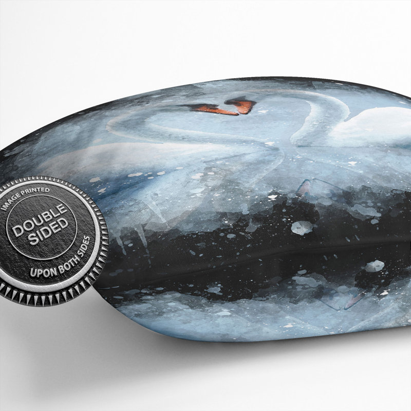 White Swan Vol.3 Scatter Cushion, 55cm H x 55cm W x 20cm D, Black/Blue/Grey