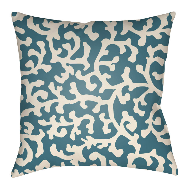 Litchfield Lumberton Outdoor Reversible Throw Pillow, Teal/Ivory, 18" H x 18" W