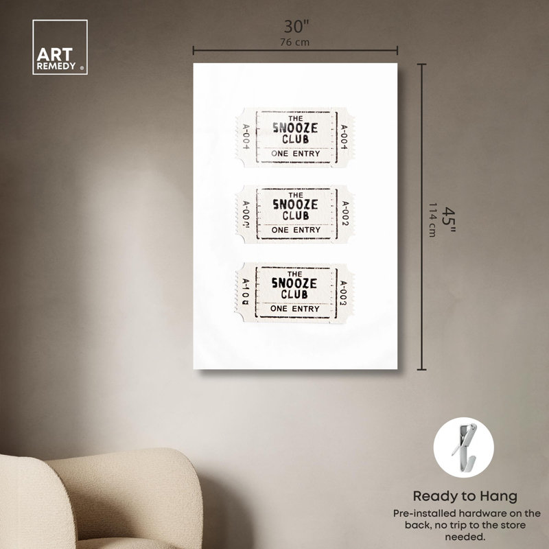 «Snooze Club Entrée», impression sur toile par Art Remedy, H 45 po x l 30 po