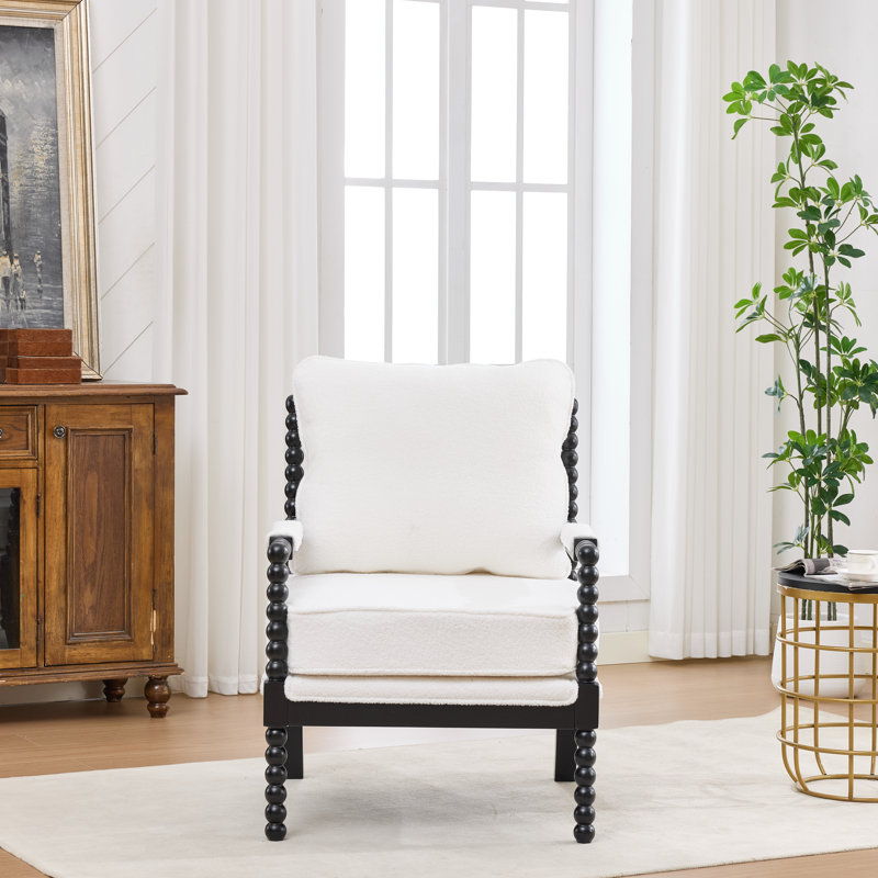 Chaise d'appoint avec cadre en bois tourné et solide, Blanc