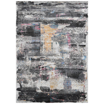 Hand Knotted Viscose Abstract Indoor Rug