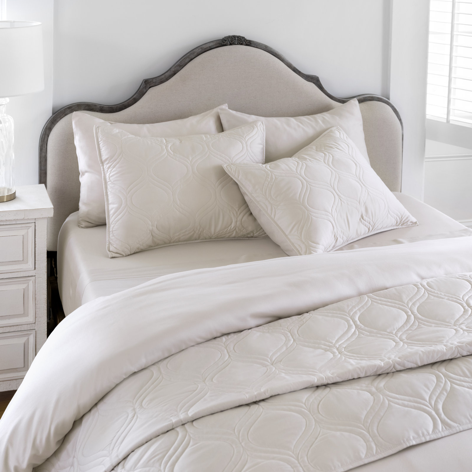 Portia Cotton Sheet Set, Cal.King Sheet Set+Fitted Sheet+2Pillowcases, Fawn