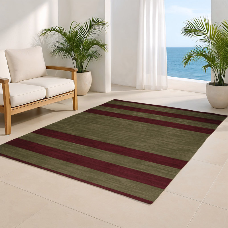 Tapis intérieur / extérieur brun HorizontalStripes, Rectangulaire 2 pi x 3 pi