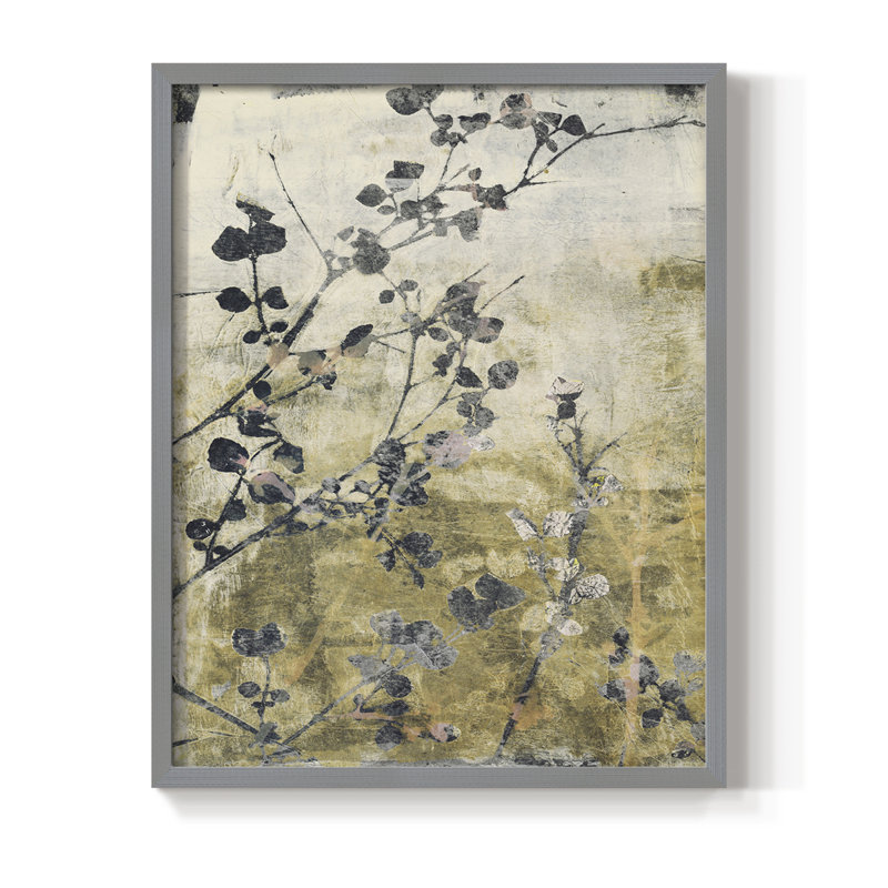 Reproduction encadrée sans cadre VII - bois massif, H 30 po x l 24 po, Or/noir, Gris