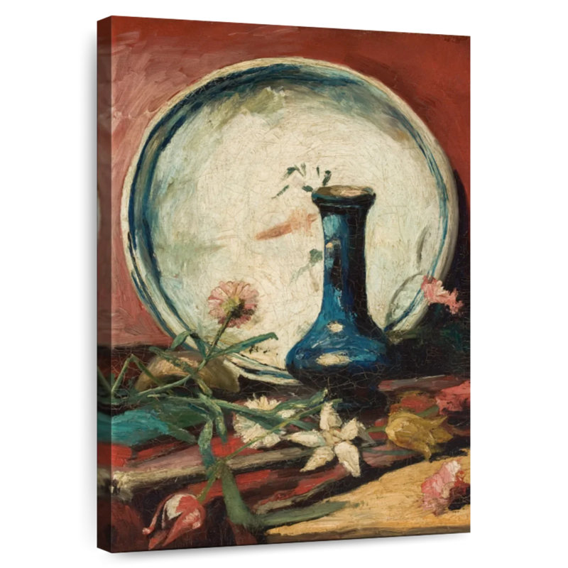 Harnek Still Life Plate Vase And Flowers, 45" H x 30" W