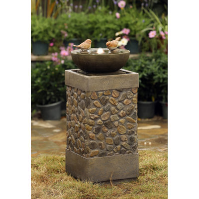 Boldman Hand Crafted Weather Resistant Floor Fountain with Light