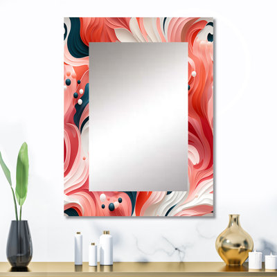 Tropical Reef Rendezvous, motif rose - miroir abstrait, miroir mural abstrait unique, impression d'art en métal