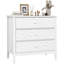Commode à 3 tiroirs de 81 cm de large, style géométrique moderne, avec façades de tiroirs décoratives, idéale pour la chambre, le salon et l'entrée.-2095012880