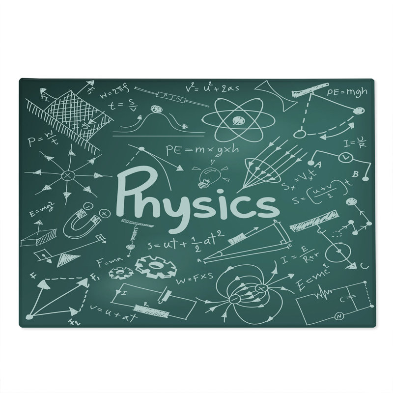 Ambesonne Science Cutting Board Large Size Physics and Math Army Green White