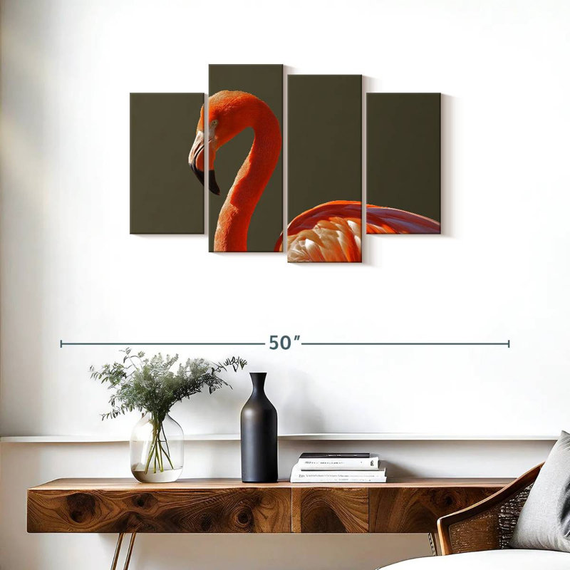Brampt superbe flamant orange, H 22 po x l 36 po