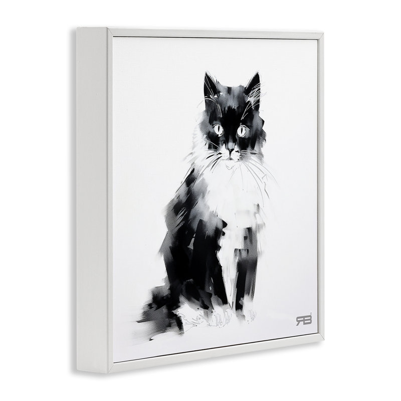 Abstrait art abstrait noir et blanc par Roozbeh Bahramali, H 12 po x l 12 po, Giclée encadrée blanc bord de mer
