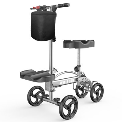 Knee Scooter Foldable Knee Scooter for Adults for Foot Surgery with Bag Steerable Knee Walker with Adjustable Footrest Knee Walker for Ankle Foot Recovery