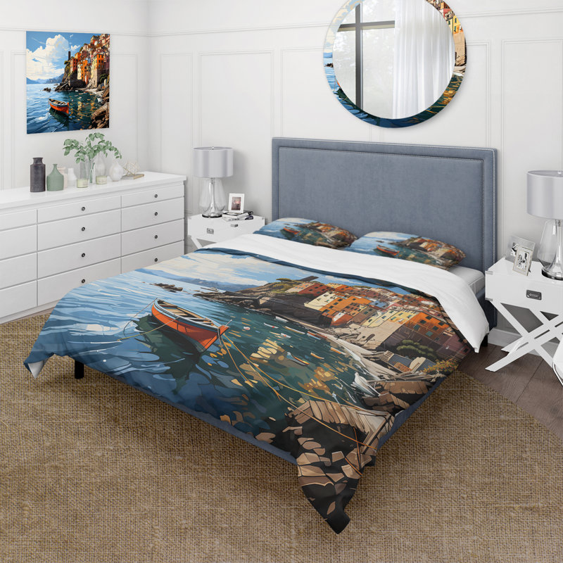 Ensemble de housse de couette en microfibre / polyester Beige Italy Cinque Terre I Bedding