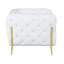 Banc en cuir blanc avec pieds en acier inoxydable et coussin en mousse 3 couches de bois franc séché au four