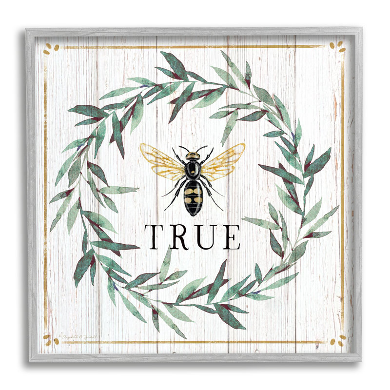 Bee True Sentiment Country, H 17 po x l 17 po x P 1,5 po, Estampe numérique Farmhouse