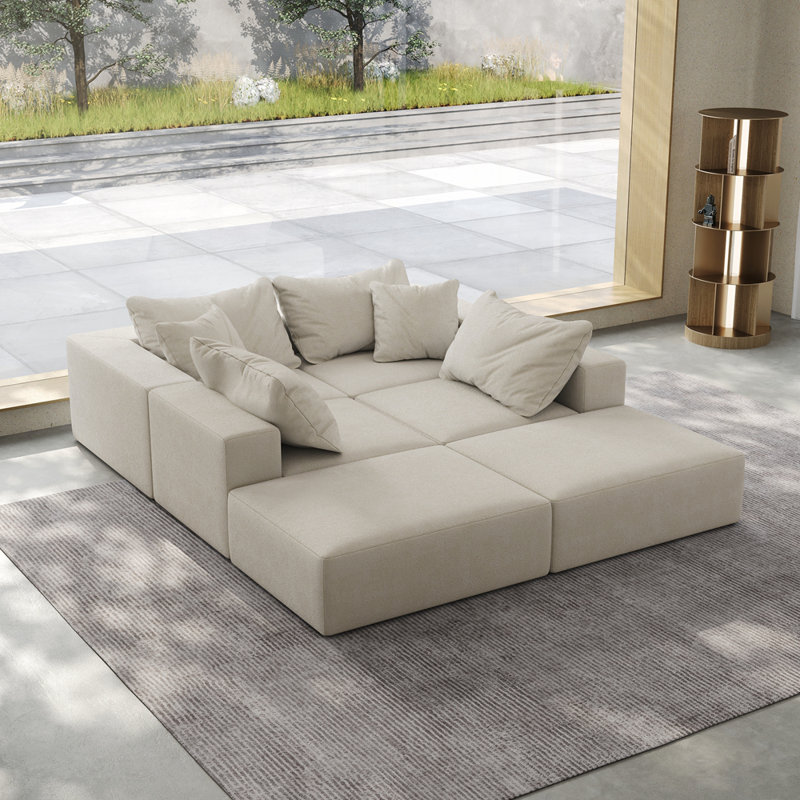 Ensemble de canapé modulaire surdimensionné désossé pour salon et chambre à coucher, Beige