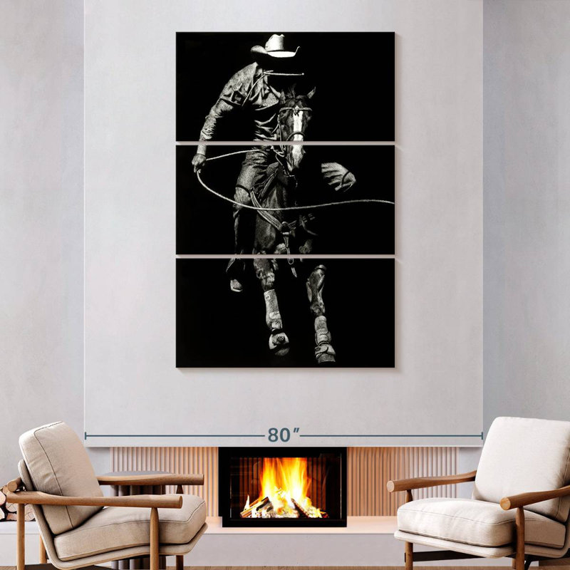 Lelar Scratchboard Rodeo VIII, 74" H x 48" W