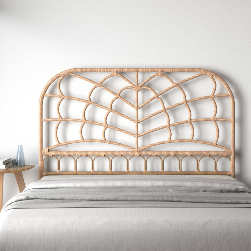 King Size Rattan's Arched Headboard, King, Beige