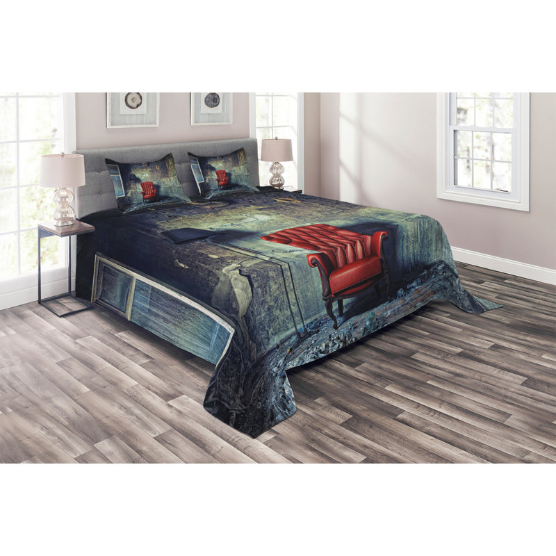 Rustic Polyester Coverlet, King Bedspread + 2 Shams
