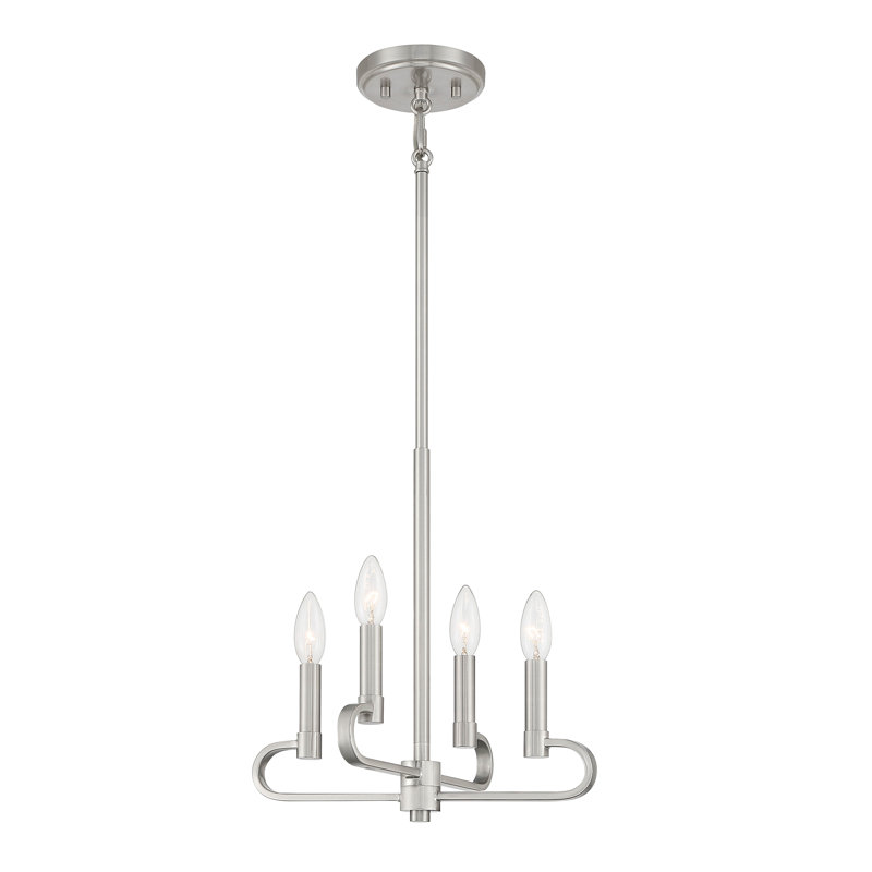 4 - Light Dimmable Classic / Traditional Chandelier, Brushed Nickel