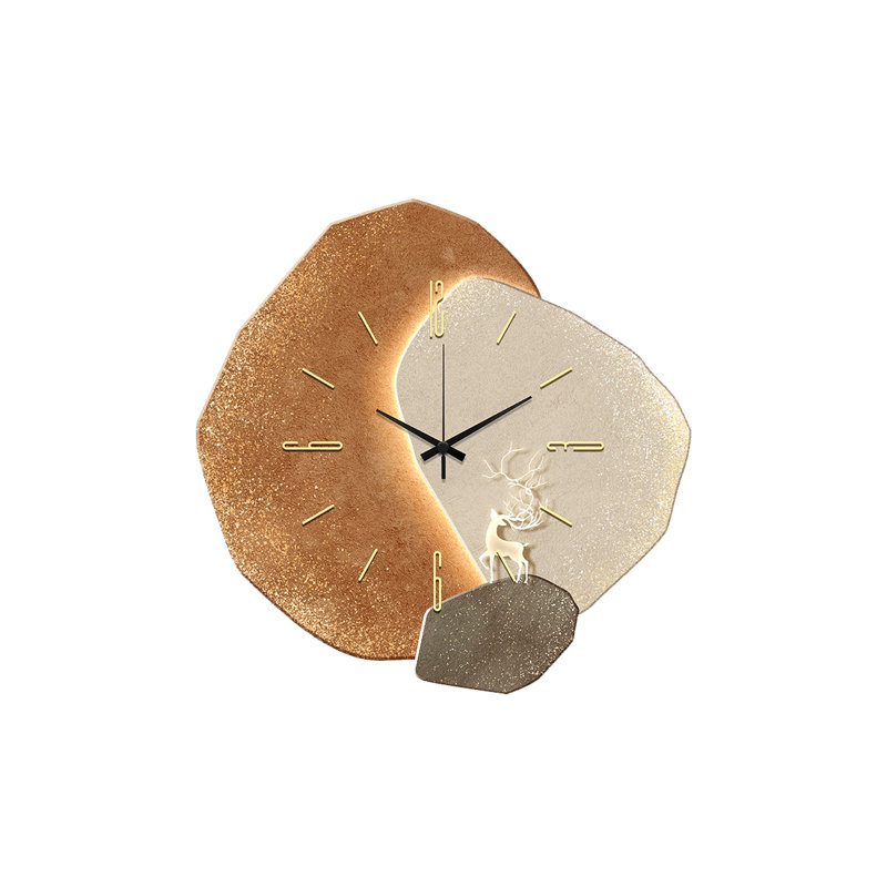 Horloges murales miroitantes en porcelaine, Beige/Orange, Moyen - 23,62 po