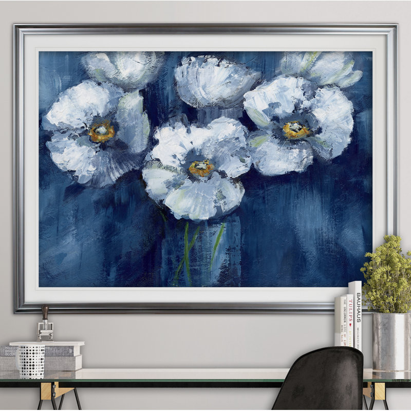 «Blooming Poppies», reproduction de peinture acrylique encadrée, Argent, H 30 po x l 40 po x P 1,5 po