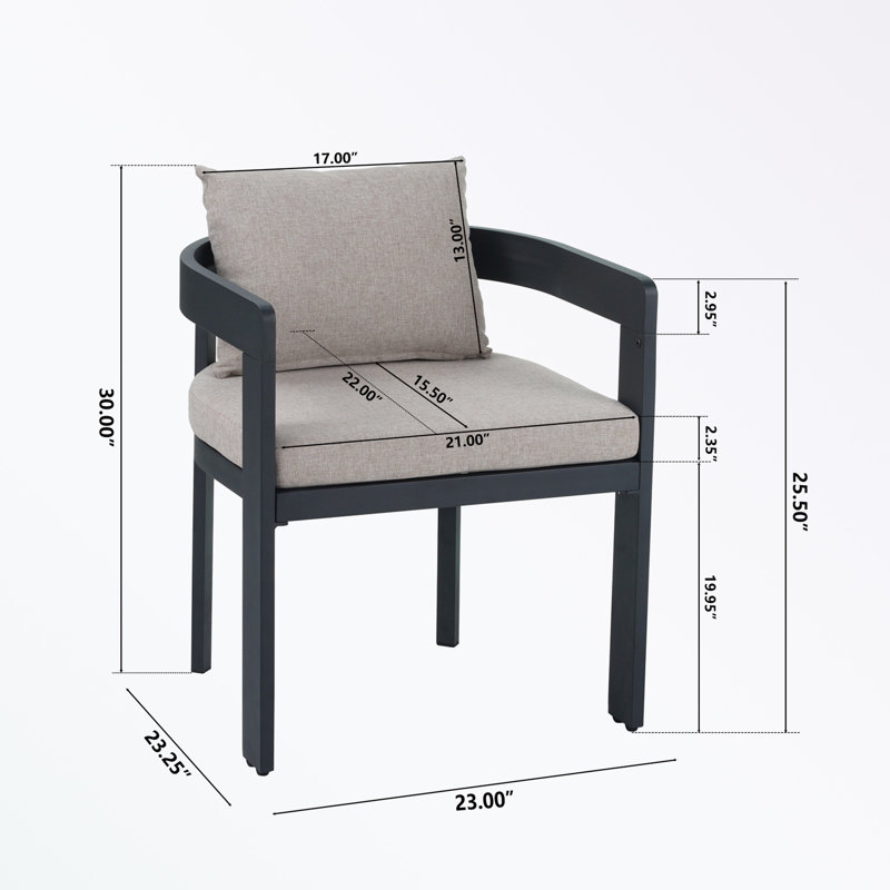 Ensemble de conversation 3 pièces d'extérieur Paito avec 2 chaises et coussin moelleux, Noir