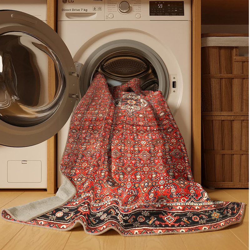 Tapis oriental multicolore tissé à la machine Oriental, Rectangle 8 pi x 10 pi