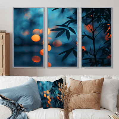 Ensemble de décorations murales en bambou orange et bleu Nirvana