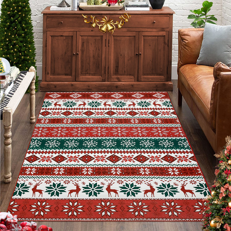 Tapis lavable Christmas Christmas, Rouge, Rectangle 9 pi x 12 pi