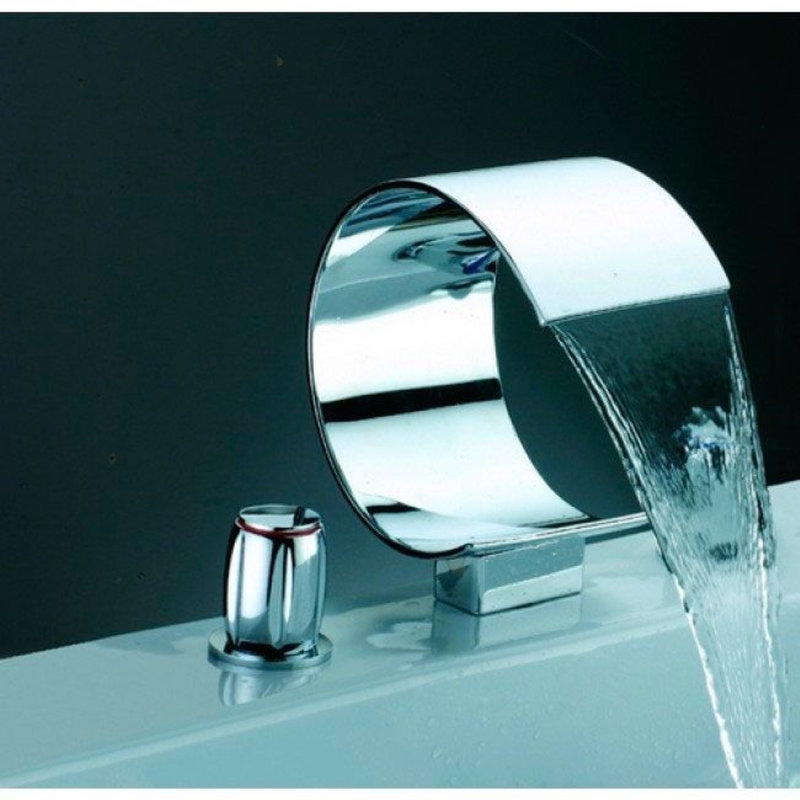 Juno Dual Handle Contemporary Ceramic Chrome Polished Waterfall Bathtub Mixer