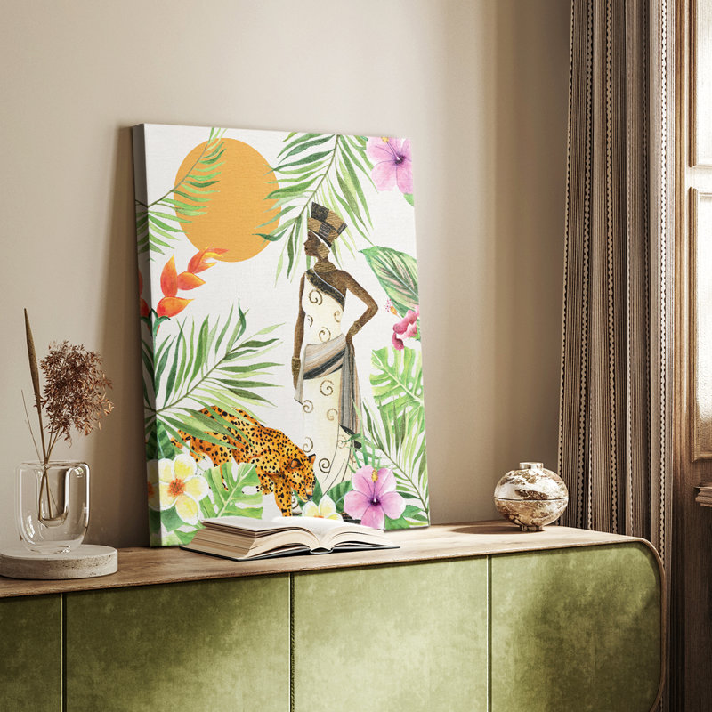 Feline Tropics II -Galery Enveloppé Cavas, H 12 po x l 8 po