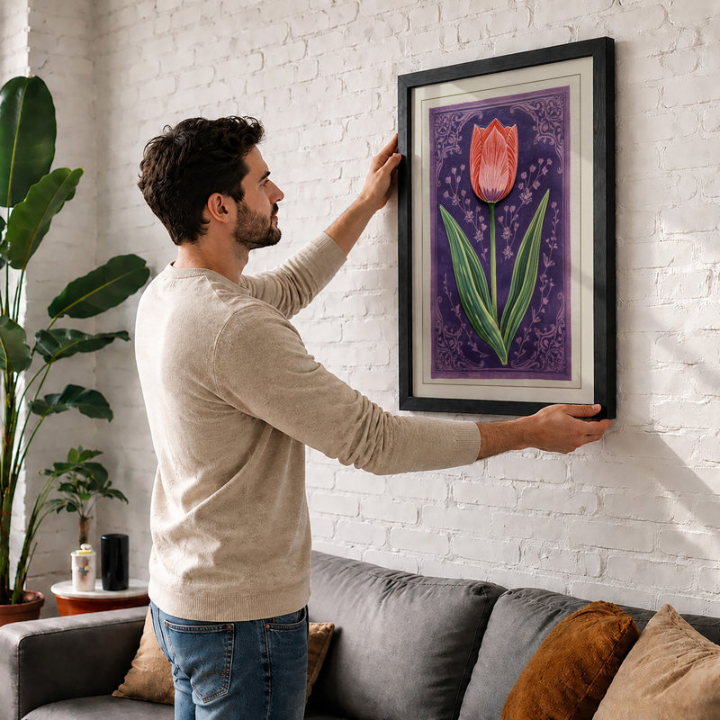 Ornamental Tulip Study Botanical - Print, A3 - 42.0 x 29.7 cm, White