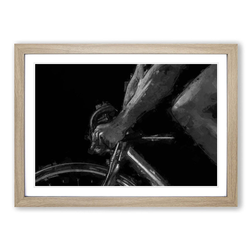 Cycling in Abstract - Picture Frame Graphic Art Print, Oak Framed, 36cm H x 48cm W x 2cm D