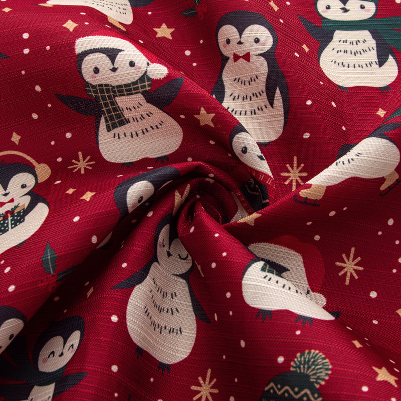 Kellia Penguin Christmas Holiday Kitchen Curtain