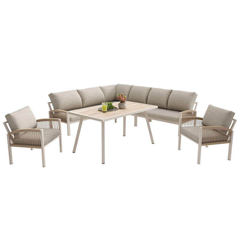Garden Lounge Set For 8 People, Beige, Beige