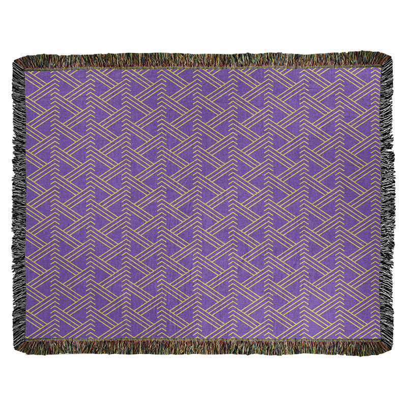 Couverture en coton tissé zigzag classique, L 37 po x L 52 po, Mauve/jaune