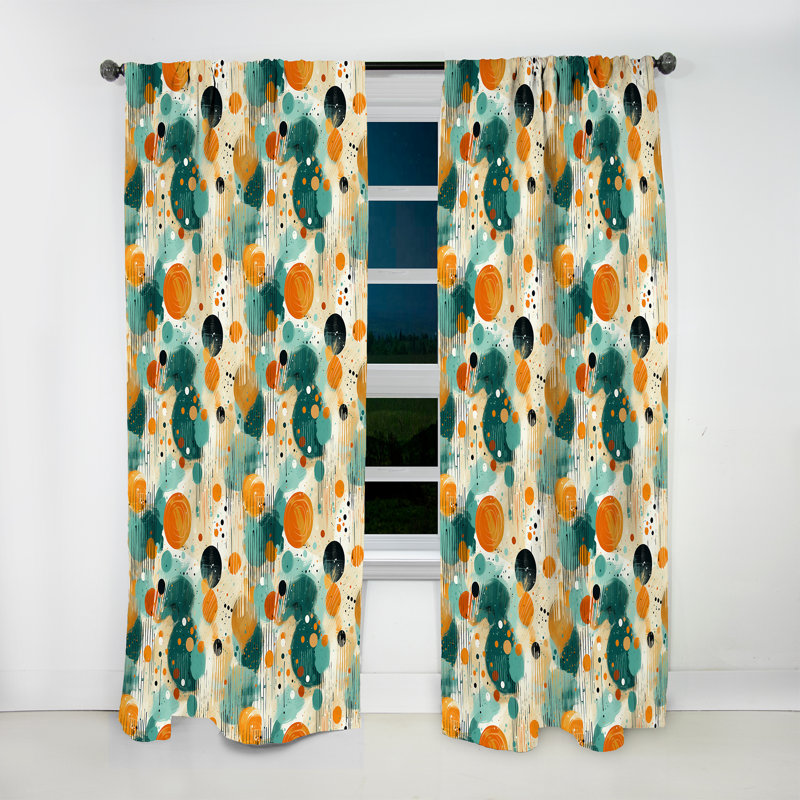 Motif géométrique jaune et vert III - Rideau obscurcissant géométrique abstrait - 1 panneau, L 52 po x L 120 po