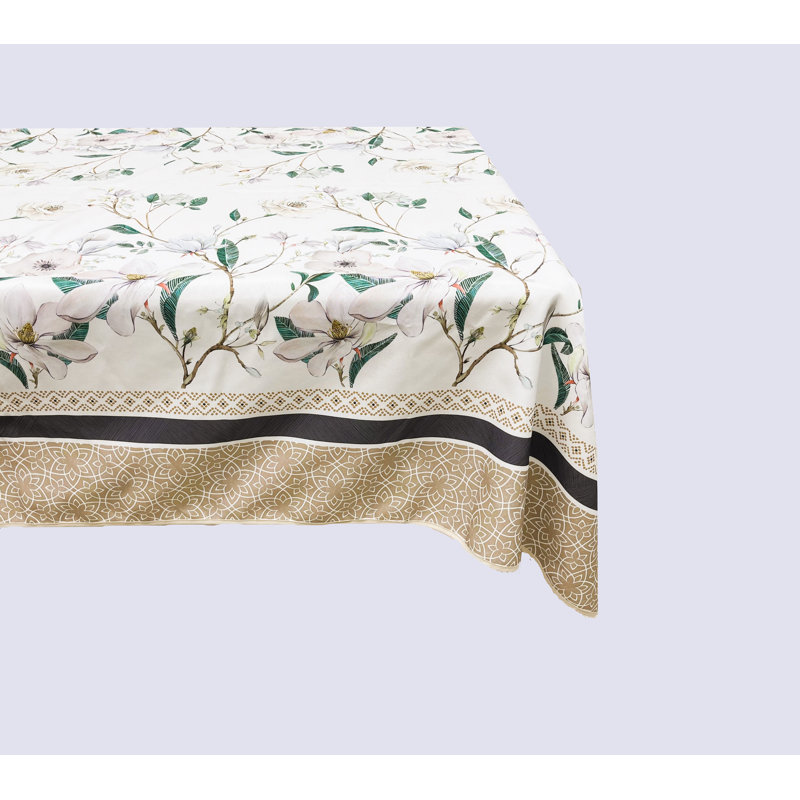 (Nappe ronde en polyester imperméable à motif floral de 60 po), L 104 po x l 60 po