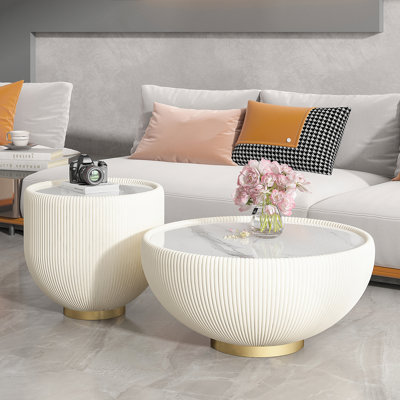 Table basse d'appoint moderne en cuir PU