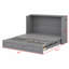Lit escamotable avec tiroir et ensemble de prises et ports USB, structure de poulie