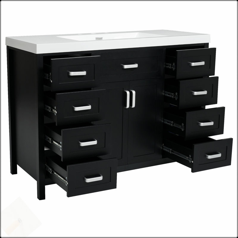 Meuble-lavabo de 48 pouces avec lavabo, portes et tiroirs à fermeture en douceur, design classique pour salles de bain modernes
