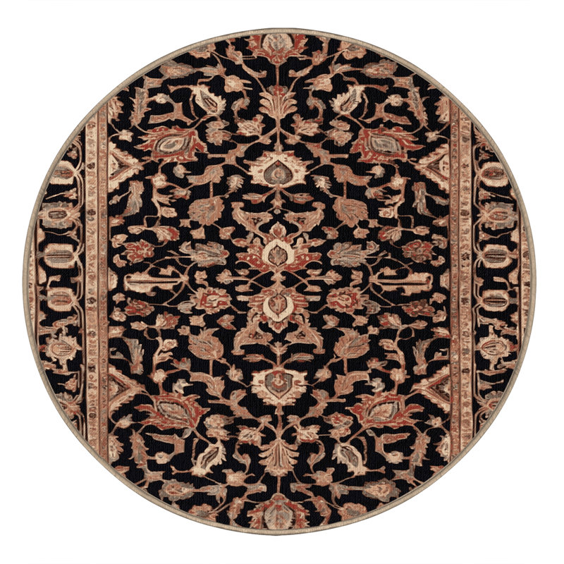 Tapis brun lavable à la machine, Rond 5 pi
