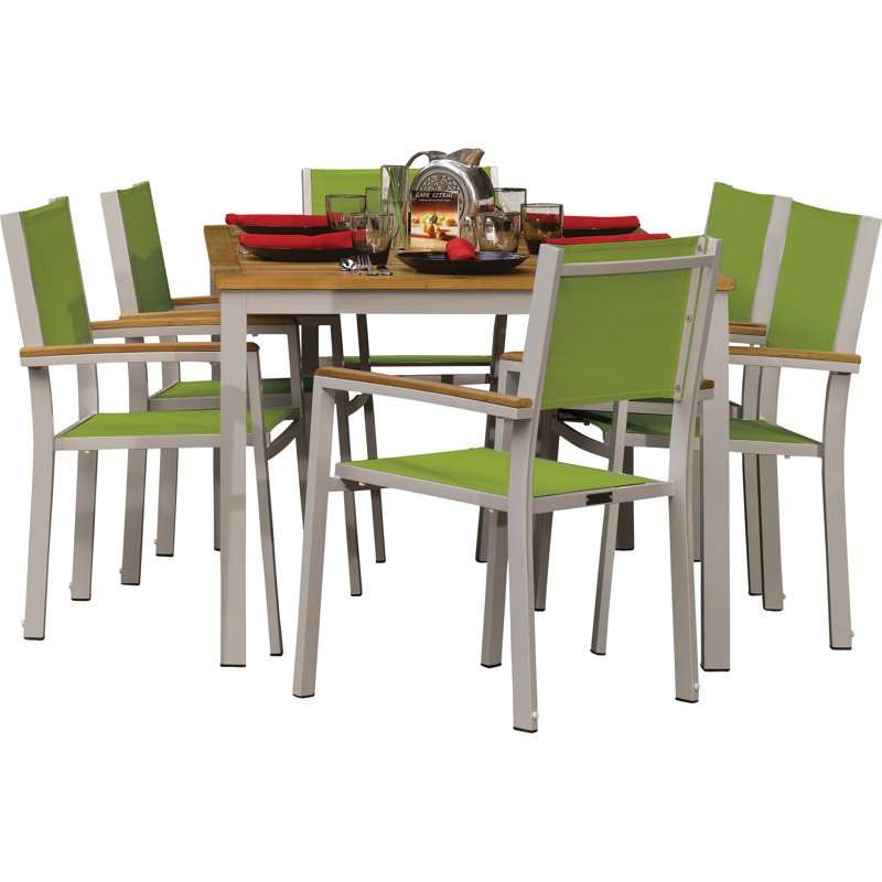 Travira 7-Piece Dining Set, Natural Teakwood, Go Green
